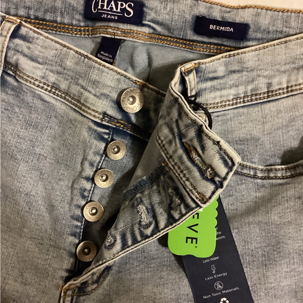 Chaps Denim Cuffed Shorts Bermuda 12/31 button fly - Picture 3 of 6